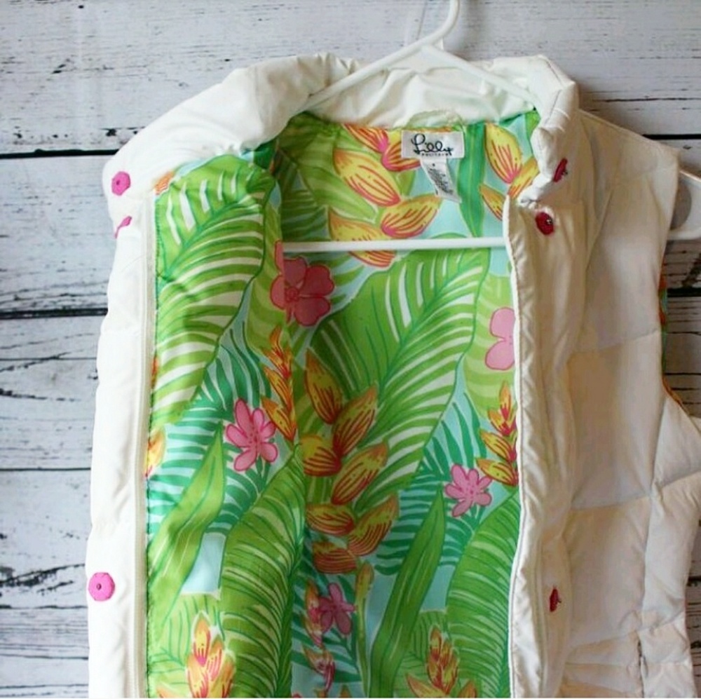 Lilly Pulitzer Whit Down Vest Pink Buttons Small - Picture 5 of 7